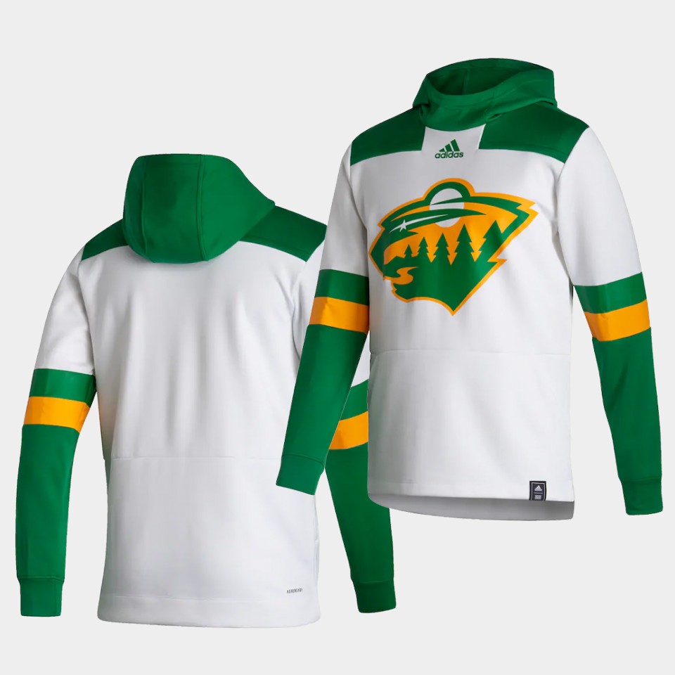 Men Minnesota Wild Blank White NHL 2021 Adidas Pullover Hoodie Jersey->minnesota wild->NHL Jersey